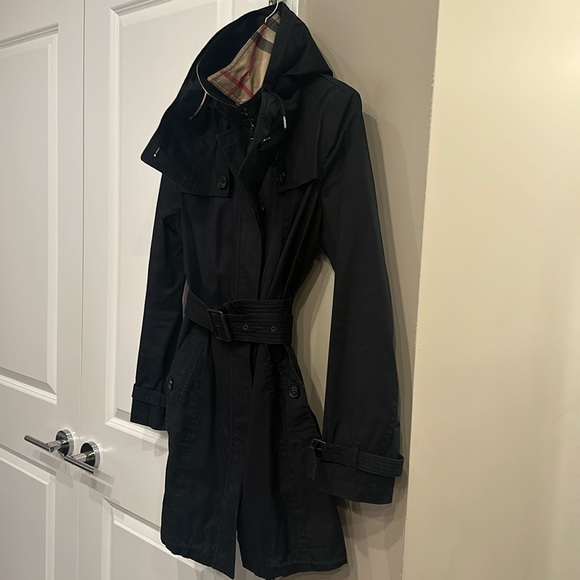 Burberry Brit Trench coat black removable hood check lining EXCELLENT condition - Picture 3 of 17